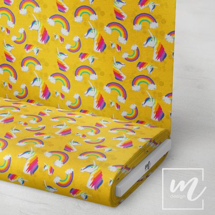 770009 3 jednorožci by Jana zluta látka 3