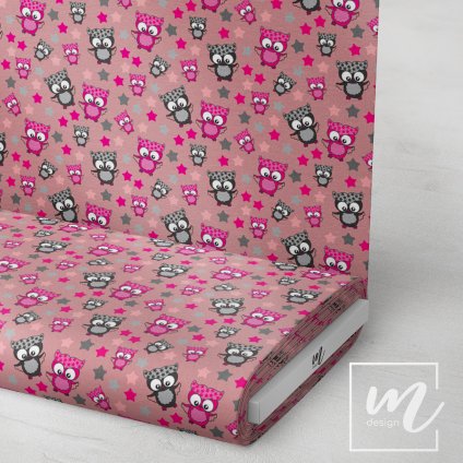 770024 5 sovičky by Terez růžovo šedá sovička na růžové látka 3