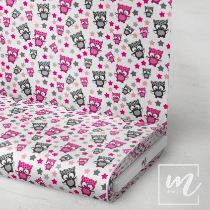 770024 7 sovičky by Terez růžovo šedá sovička látka 3