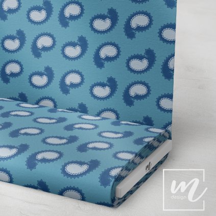 719005 kašmírový vzor na modré látka 3