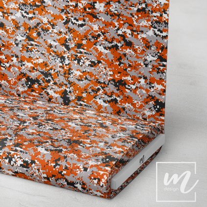 731107 maskáč camouflage pixel šedo oranžový látka 3