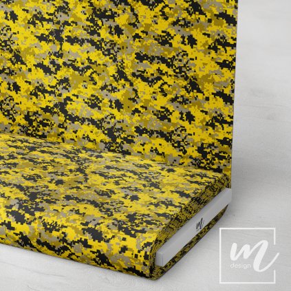 731105 maskáč camouflage pixel žluto černý látka 3