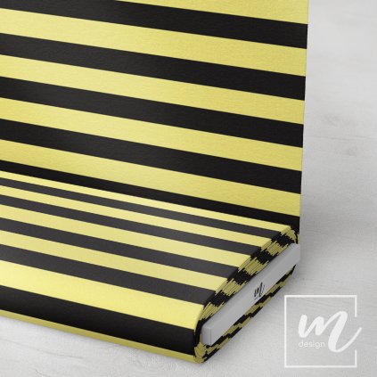 746511 pruhy 3 cm žluto černé látka 3