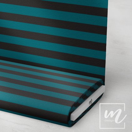 746514 pruhy 3 cm petrolejovo černé látka 3