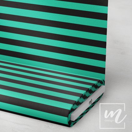 7464012 pruhy 2cm mintovo černé látka 3