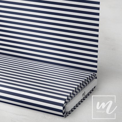 746306 pruhy 1cm navy modro bílé látka 3