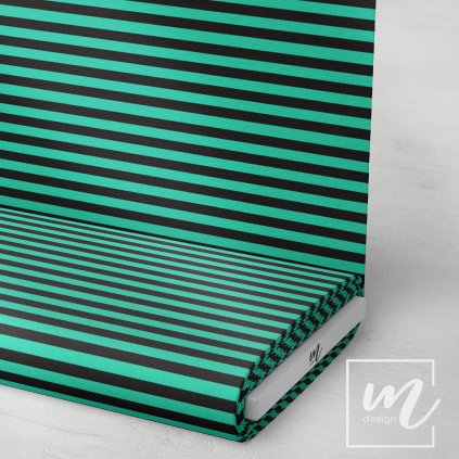 7463012 pruhy 1cm mintovo černé látka 3