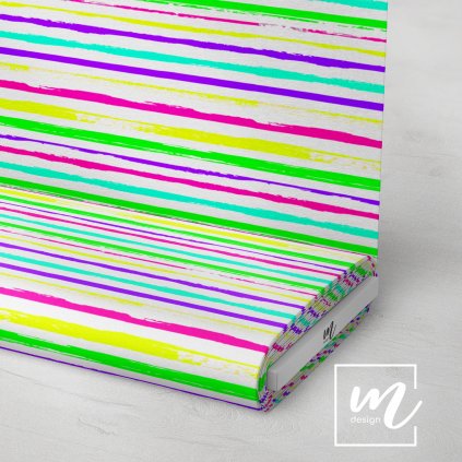 746002 pruhy neon crazy na bílé látka 3