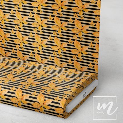 podzimní akvarelové listy na černých proužcích 740118