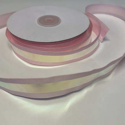 rypsová stuha holografická 20mm růžová