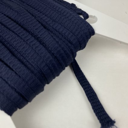 šňůrka plochá PES 8mm - modrá navy