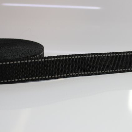 popruh 40mm - černý s reflexním štepem