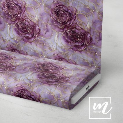 Michelles design látka 3 710096 bledě fialové růže se zlatou