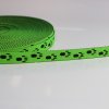 popruh 15mm - zelený s černýma tlapkama