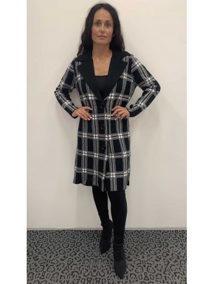 Kostkovaný černý cardigan