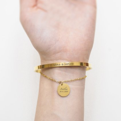 Personalizovaný náramek s textem na přání,  medailonek 14 mm, chirurgická ocel