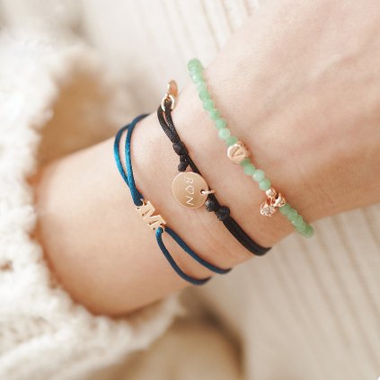 Dáský personalizovaný náramek se jménem, text na přání, Stříbro Ag 925:1000, Barva rosegold