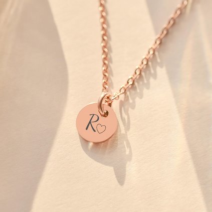 Dámský personalizovaný náhrdelník s medailonkem, vlastní text na přání, chirurgická ocel, rose gold