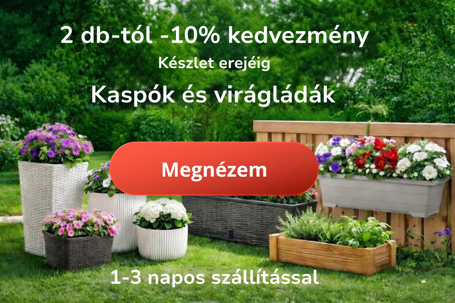 Kaspók és virágládák kertbe és teraszra, dekoratív kültéri növénytartók különböző méretekben