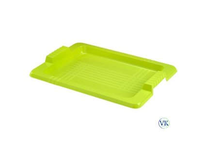 ATHENA szögletes műanyag tálca 50x35 cm peremes kialakítással és csúszásmentes fogantyúval, zöld színben