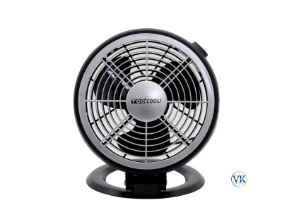 TOO COOL ventilátor elölnézetből, fekete-szürke kivitelben, fém rácsozattal
