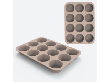 12 darabos szilikon muffin sutoforma bezs szinben