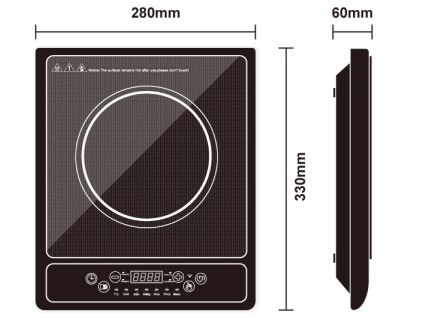 Indukciós főzőlap EIP 2000.1 méretek