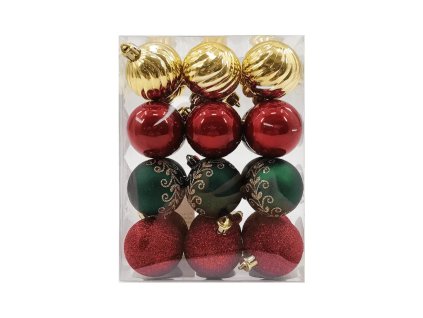 Noelle piros arany zöld karácsonyi gömbök 24 db os szett – mienkleszel.hu