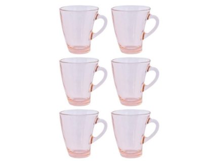 Halvány rózsaszín üvegcsésze szett – 6 db csésze fehér háttéren