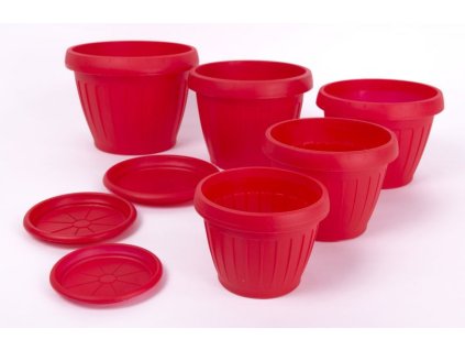 Virágedény Dália 2,5 l alátéttel piros