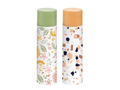 Virág mintás termosz 0,41 literes kivitelben, csavaros tetővel és pohárként használható kupakkal, hőtartó funkcióval.