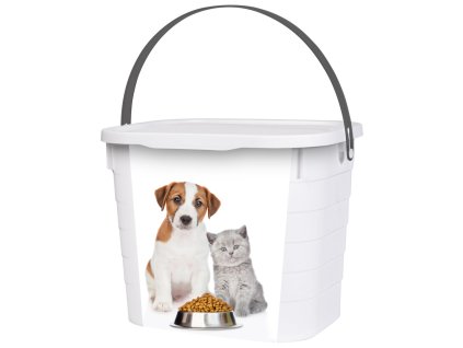 Herevin állateledel tároló kutya és cica mintával – 7,3L – elölnézet