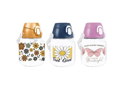 virág mintás 1,4L kulacs hordozó füllel – BPA-mentes