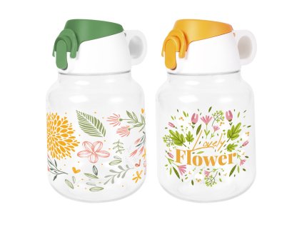 virág mintás BPA-mentes kulacs – 800 ml – zöld kupakkal