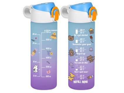 mértékjeles kulacs kék–lila színátmenettel – 750 ml – elölnézet