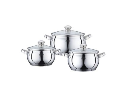 Bachmayer BM-15832 rozsdamentes acél edénykészlet 6 részes üvegfedőkkel