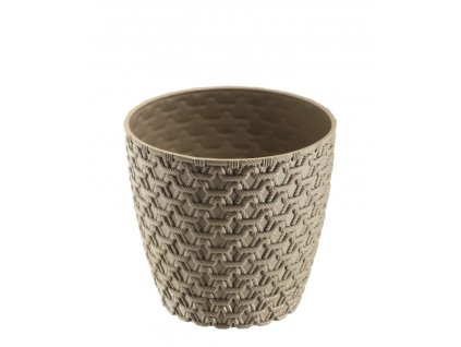 Kötött mintás műanyag kaspó 3 literes méretben fehér háttéren