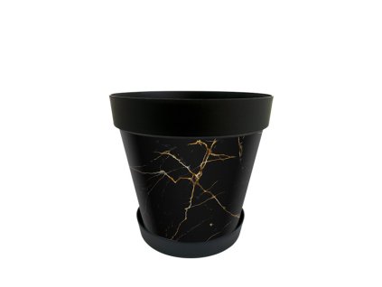 Kaspó alátéttel 5L márvány mintás műanyag kivitel 22×20 cm méretben