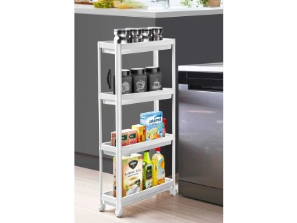 Fehér 4 polcos gurulós állópolc