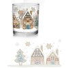 Karácsonyi pohár házikó mintával, hóeséses tájjal és karácsonyfával, 220 ml es űrtartalommal