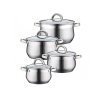 Bachmayer 8 részes rozsdamentes acél edénykészlet teljes szett – különböző méretek