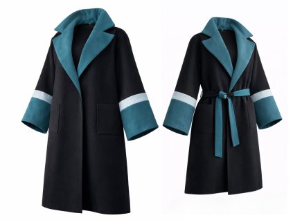 ZIMNÝ OVERSIZED KABÁT DAN (ČIERNO-MODRÝ) | MIESTNI