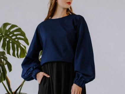 TEPLÁKOVÁ MIKINA S MAXI RUKÁVMI DIANA (TMAVOMODRÁ) | MIESTNI