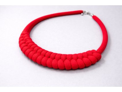 PLETENÝ BAVLNENÝ NÁHRDELNÍK FISHBONE (ČERVENÝ) | UZLI