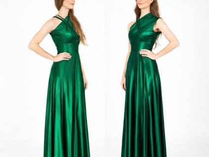 DLHÉ LESKLÉ ŠATY EMA (ZELENÉ) | MIESTNI