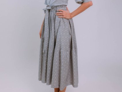 BAVLNENÁ MIDI SUKŇA NINA (SIVÁ) | MIESTNI