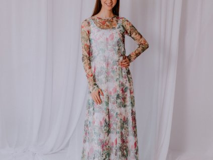 DÁMSKE TYLOVÉ DLHÉ ŠATY GRÉTA (TROPIC) | MIESTNI