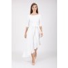 ASYMETRICKÉ MODALOVÉ ŠATY ANNA S OPASKOM (BIELE) | MIESTNI