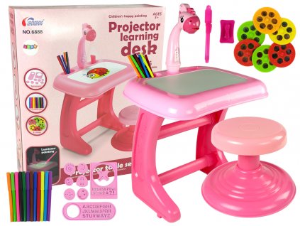 Kreslící stůl Židle Projektor Růžová pera Pictures