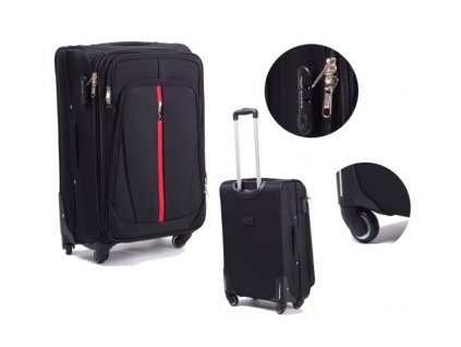 Cestovní kufr Wings 1706 s rozšířením,malý černo červený,40l